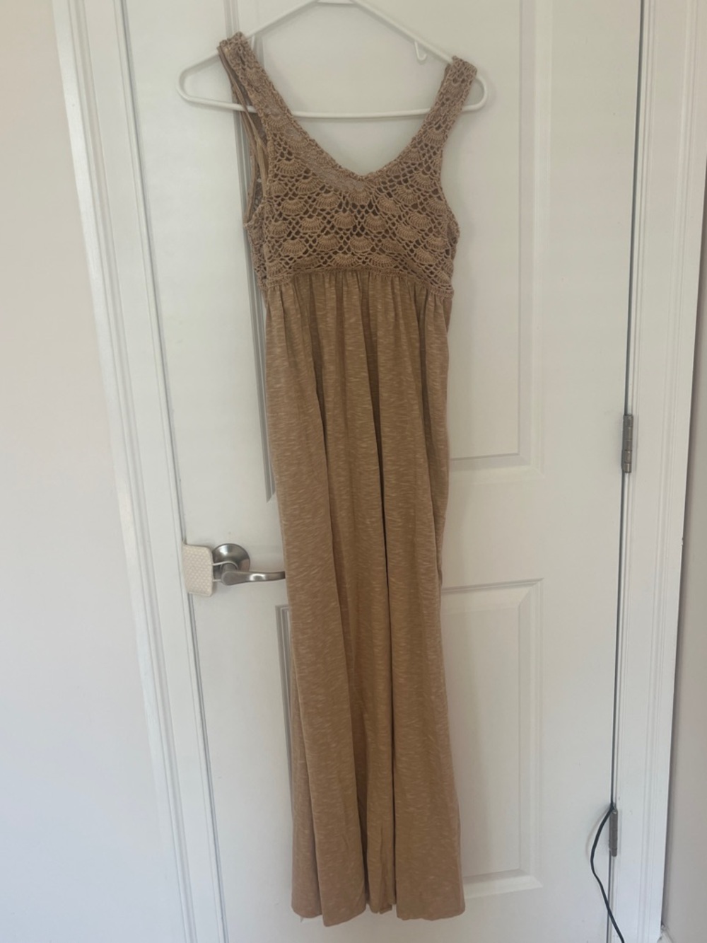 Aerie Beige Crochet-Trim Maxi Dress - Women's Summer Dress